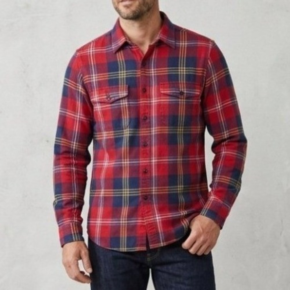 J.Crew New York Sportsmen Outfitter Men S Red Blue Plaid Flannel Shirt Cabincore